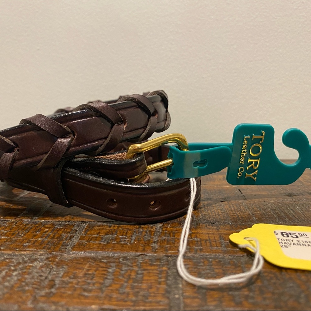 Tory Leather Co. Havana Brown English Bridle Leather 3/4” Laced Belt Size 28